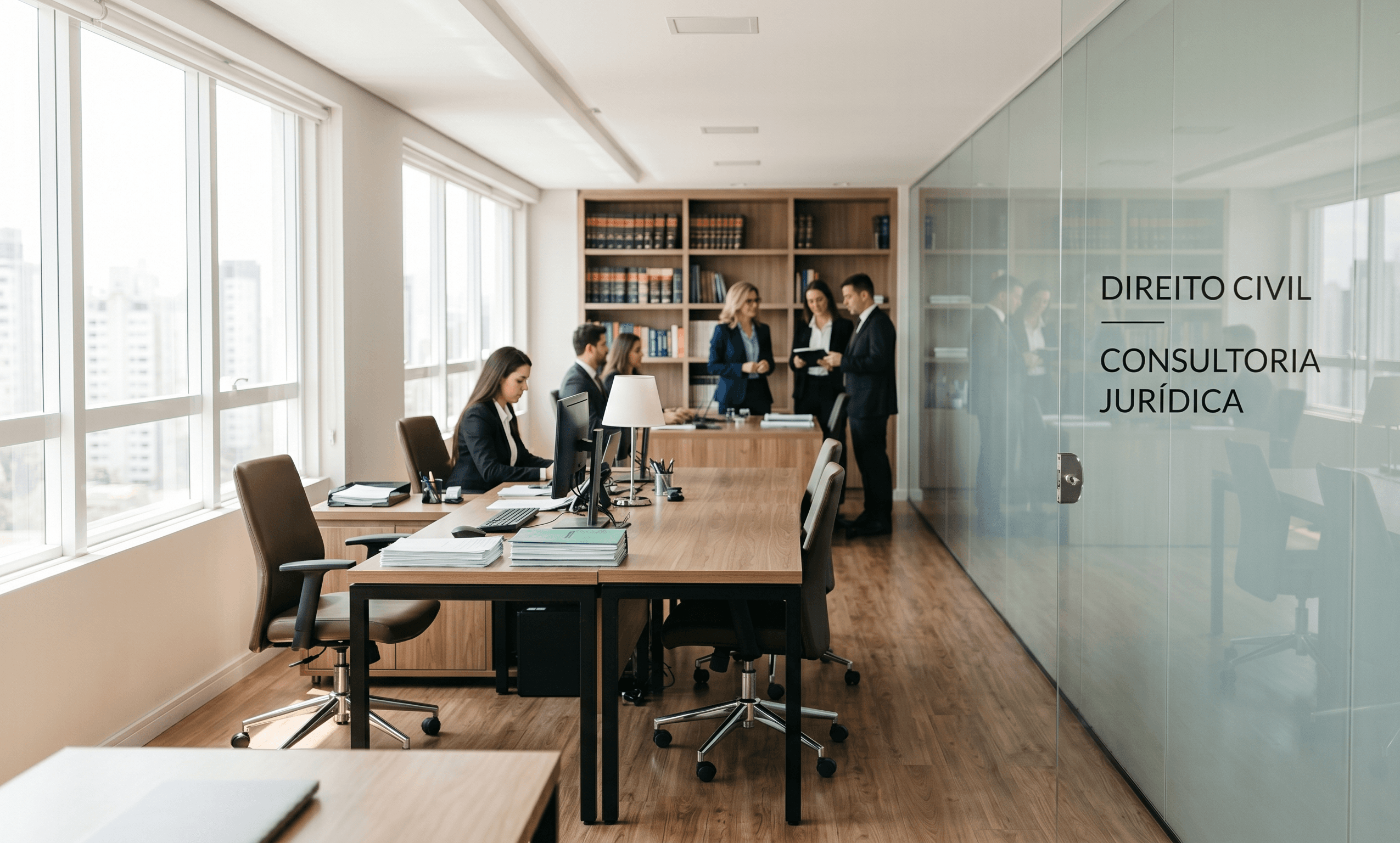 Equipa da firma Ferreira Melo & Associados em reunião de trabalho no gabinete